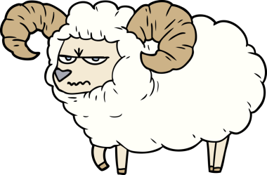 Bir insan tarafından çizilmiş kızgın bir koç.