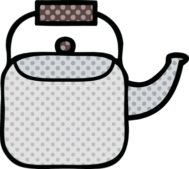 Bir insan tarafından çizilmiş bir çaydanlık karikatürü.