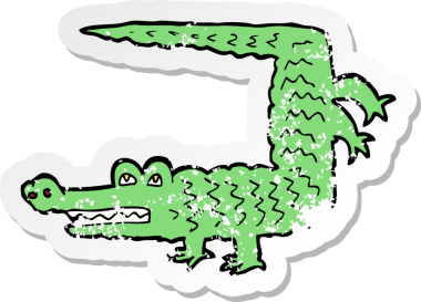 Bir insan tarafından çizilmiş timsah çizgi filminin gerilimli yapıştırması.