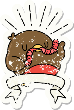 Bir insan tarafından çizilmiş eski bir dövme stili robin.