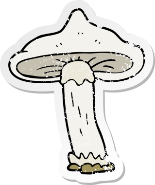 Bir insan tarafından çizilmiş karikatür mantarının gerilmiş yapıştırması.