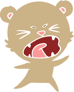 kızgın düz renkli çizgi film ayısı bir insan tarafından çizilmiş.