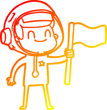 Bir insan tarafından çizilmiş mutlu bir astronotun sıcak çizgi çizimi