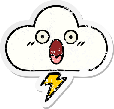 Bir insan tarafından çizilmiş tatlı bir gökgürültüsü bulutunun sıkıntılı çıkartması.