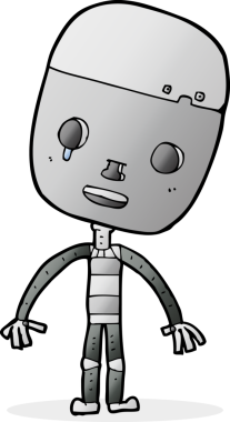 bir insan tarafından çizilmiş üzgün bir robot.