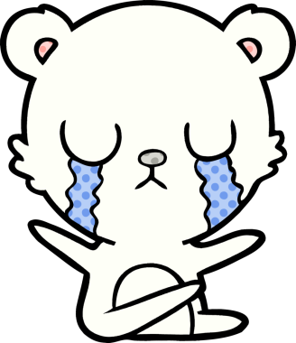 Bir insan tarafından çizilmiş üzgün küçük kutup ayısı çizgi filmi.