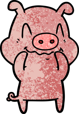 Bir insan tarafından çizilmiş sinirli çizgi film domuzu.