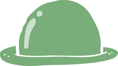 Bir insan tarafından çizilmiş düz renkli melon şapka.