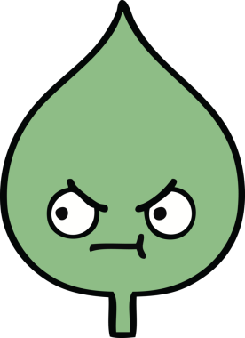 Bir insan tarafından çizilmiş dışavurumsal yaprağın sevimli karikatürü.