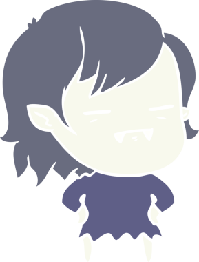 Düz renkli çizgi film. Bir insan tarafından çizilmiş ölümsüz vampir kız.