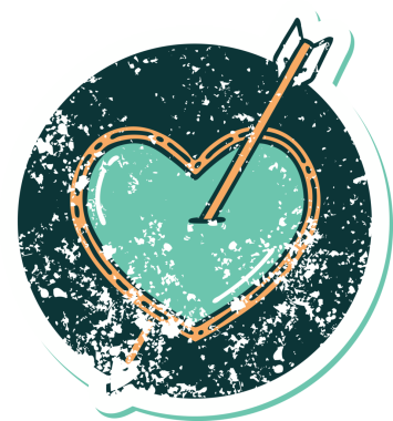 Bir insan tarafından çizilmiş ok ve kalbin sembolik depresif dövme görüntüsü