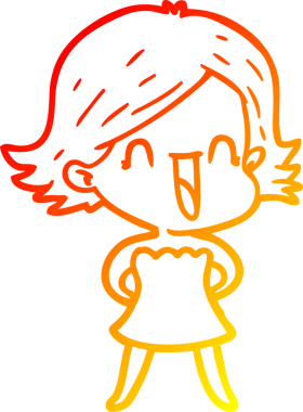 Bir insan tarafından çizilmiş mutlu bir kadının çizgi çizimi.