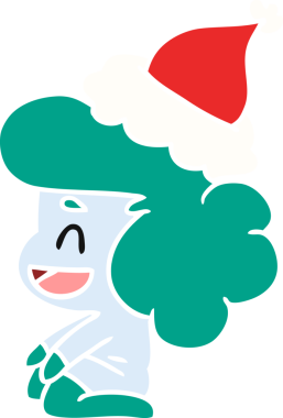 Bir insan tarafından çizilmiş Kawai hayaletinin Noel karikatürü.