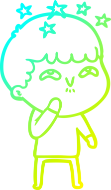 Bir çizgi film karakteri, bir insan tarafından çizilmiş soğuk gradyan çizimi.