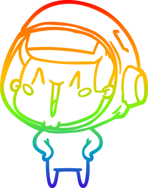 gökkuşağı gradyan çizimi mutlu bir çizgi astronot çizimi bir insan tarafından çizildi