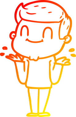 Bir insan tarafından çizilmiş, karikatür dostu bir adamın sıcak çizgi çizimi