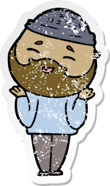 Bir insan tarafından çizilmiş mutlu sakallı bir adamın sıkıntılı çıkartması.