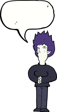 Bir insan tarafından çizilmiş konuşma balonu olan bir vampir adam.