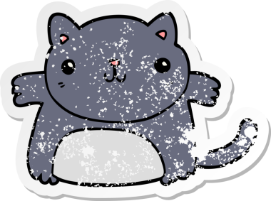 Bir insan tarafından çizilmiş karikatür bir kedinin sıkıntılı çıkartması.