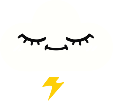 Bir insan tarafından çizilmiş bir gök gürültüsü bulutunun düz renk retro karikatürü