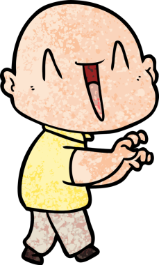 Bir insan tarafından çizilmiş mutlu, kel adam.