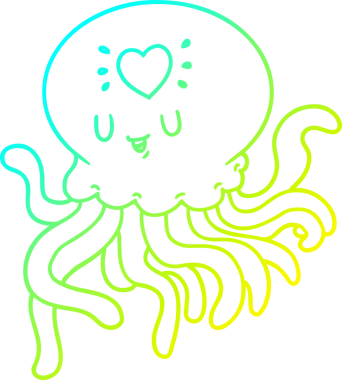 Soğuk gradyan çizgisi, bir insan tarafından çizilmiş, aşık denizanası çizgi filmi.