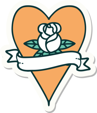 Bir insan tarafından çizilmiş, geleneksel kalp şeklinde dövme çıkartması.