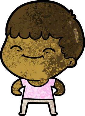 Bir insan tarafından çizilmiş mutlu çocuk çizgi filmi.