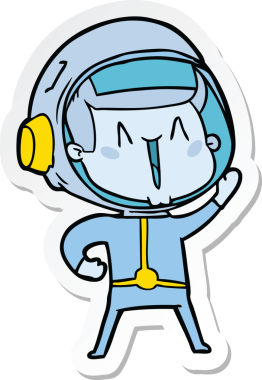 Bir insan tarafından çizilmiş mutlu bir astronotun çıkartması.