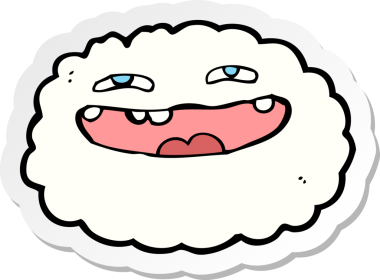 Bir insan tarafından çizilmiş mutlu bir karikatür bulutunun çıkartması.