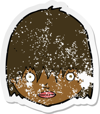 Bir insan tarafından çizilmiş, kederli bir karikatür çıkartması.