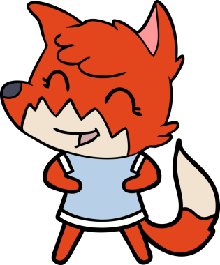 Bir insan tarafından çizilmiş mutlu çizgi film tilkisi.