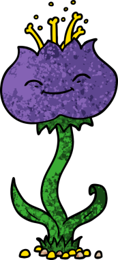 Bir insan tarafından çizilmiş sevimli karikatür çiçeği.