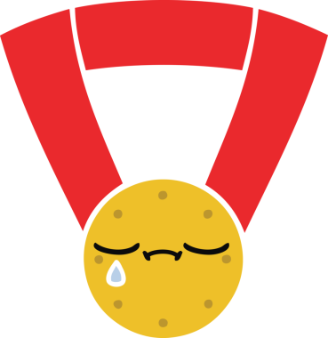 Bir insan tarafından çizilmiş altın madalyanın düz renkli retro karikatürü