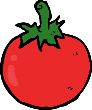 Bir insan tarafından çizilmiş domates çizgi filmi.