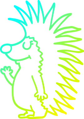 Bir insan tarafından çizilen sivri uçlu kirpinin soğuk gradyan çizimi.