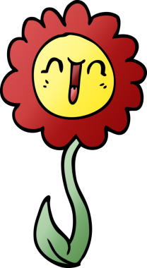 Bir insan tarafından çizilmiş mutlu bir çiçek.