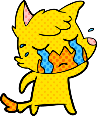 Bir insan tarafından çizilmiş üzgün küçük tilki çizgi film karakteri.