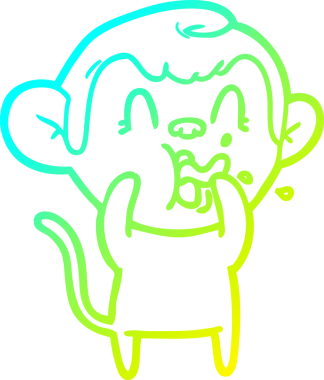 Bir insan tarafından çizilmiş çılgın bir çizgi film maymunu çizimi