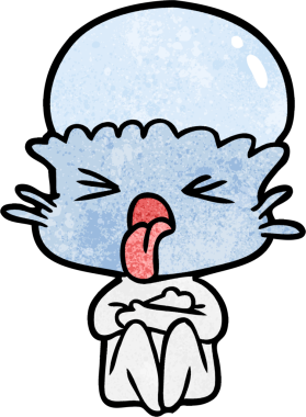 Bir insan tarafından çizilmiş garip bir uzaylı çizgi filmi.