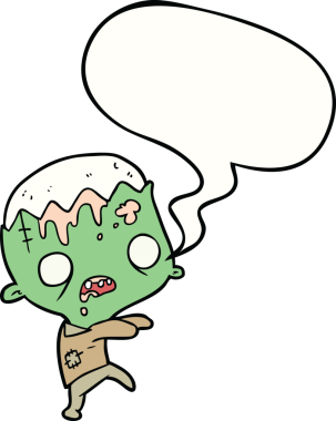 Bir insan tarafından çizilmiş tatlı çizgi film zombisi.