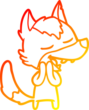 Bir insan tarafından çizilmiş gülen bir kurt çizgi çizimi.