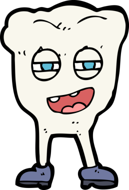 Bir insan tarafından çizilmiş komik diş karakteri.