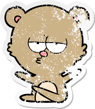 Bir insan tarafından çizilmiş sıkılmış bir ayı çizgi filminin sıkıntılı çıkartması.