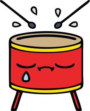 Bir insan tarafından çizilmiş hüzünlü bir davul karikatürü.