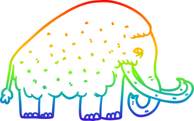 gökkuşağı gradyan çizgi çizimi bir insan tarafından çizilmiş bir mamut