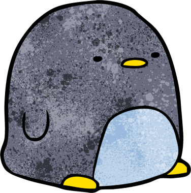 Bir insan tarafından çizilmiş sevimli penguen çizgi filmi.