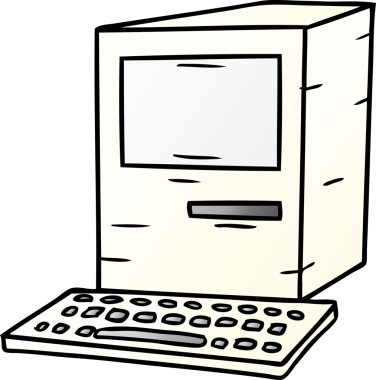 Bir insan tarafından çizilmiş bir bilgisayar ve klavyenin gradyan çizimi