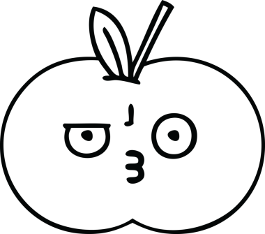 Bir insan tarafından çizilmiş kırmızı elma çizimi.