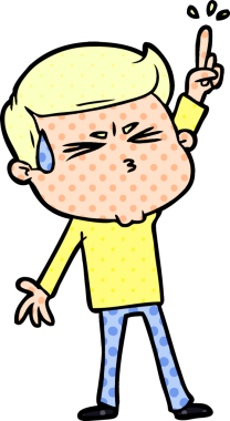 Bir insan tarafından çizilmiş terleyen çizgi film adamı.